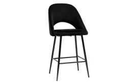 Clearance Miliboo Set de 2 taburetes de cocina de terciopelo negro y metal 65 cm COSETTE