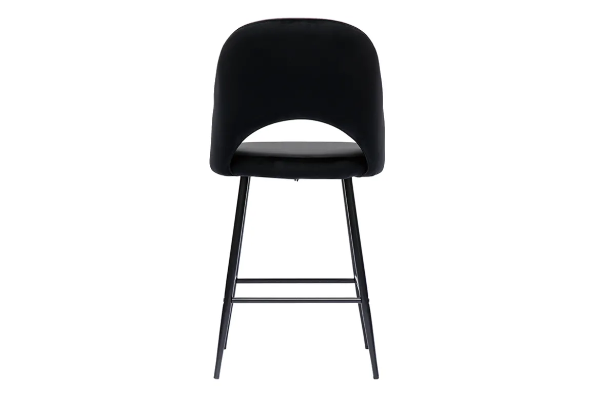 Clearance Miliboo Set de 2 taburetes de cocina de terciopelo negro y metal 65 cm COSETTE
