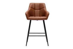 Best Sale Miliboo Set de 2 taburetes de cocina con asiento acolchado marrón y metal negro 65 cm MONTERO