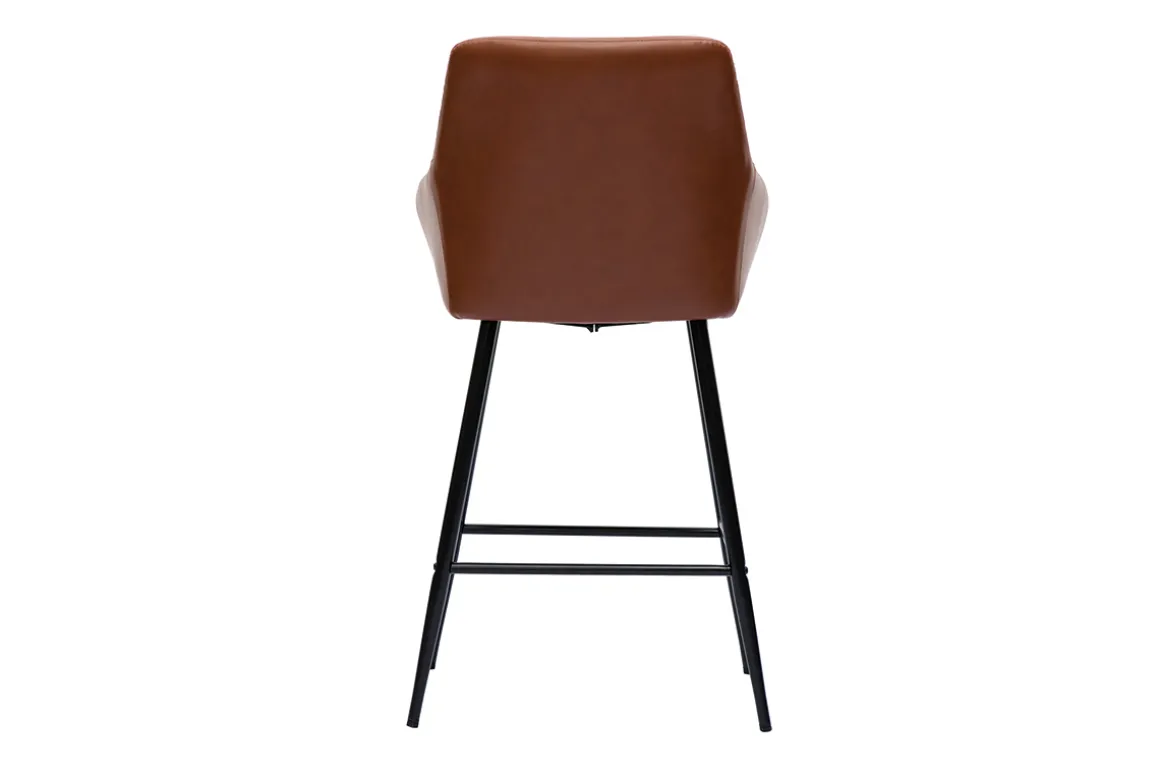 Best Sale Miliboo Set de 2 taburetes de cocina con asiento acolchado marrón y metal negro 65 cm MONTERO