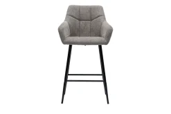 Sale Miliboo Set de 2 taburetes de cocina con asiento acolchado de tela efecto aterciopelado texturizado gris y metal negro 65 cm MONTERO