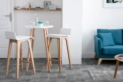 Flash Sale Miliboo Set de 2 taburetes de cocina nórdicos blancos y madera clara 75 cm BALTIK