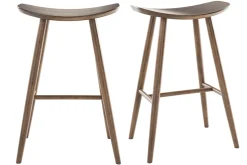Sale Miliboo Set de 2 taburetes de cocina de diseño nogal 72 cm DEMORY