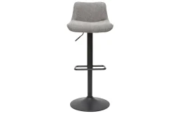 Fashion Miliboo Set de 2 taburetes de cocina regulables y giratorios 360º de tejido efecto aterciopelado gris y metal negro BOOST