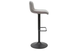 Fashion Miliboo Set de 2 taburetes de cocina regulables y giratorios 360º de tejido efecto aterciopelado gris y metal negro BOOST