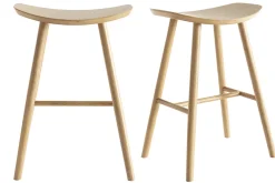 Discount Miliboo Set de 2 taburetes de cocina de madera clara 65 cm DEMORY