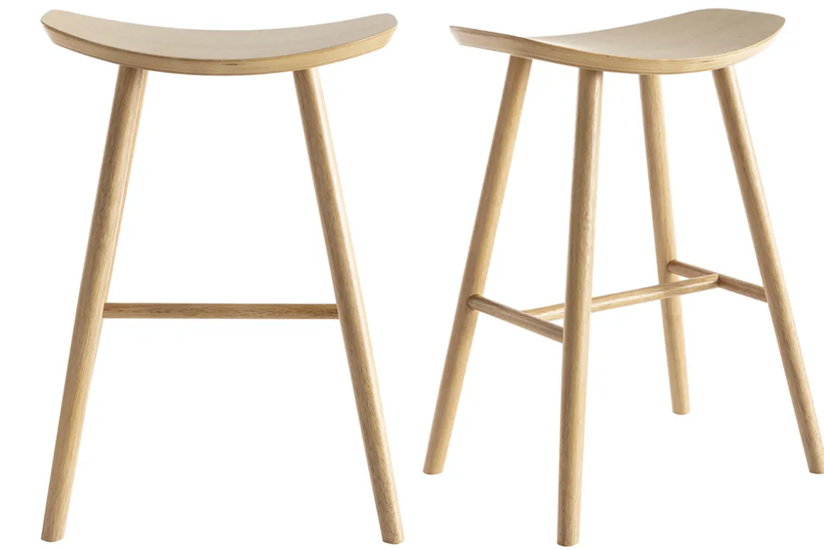 Discount Miliboo Set de 2 taburetes de cocina de madera clara 65 cm DEMORY