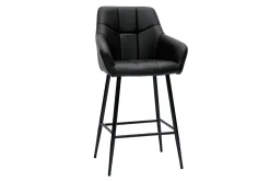Store Miliboo Set de 2 taburetes de cocina con asiento acolchado negro y metal negro 65 cm MONTERO