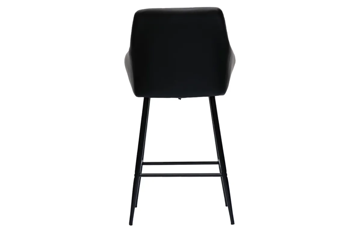 Store Miliboo Set de 2 taburetes de cocina con asiento acolchado negro y metal negro 65 cm MONTERO