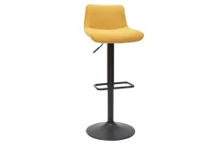 Outlet Miliboo Set de 2 taburetes de cocina regulables y giratorios 360º de tejido efecto aterciopelado amarillo mostaza y metal negro BOOST