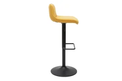 Outlet Miliboo Set de 2 taburetes de cocina regulables y giratorios 360º de tejido efecto aterciopelado amarillo mostaza y metal negro BOOST