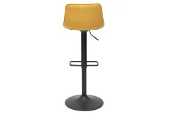 Outlet Miliboo Set de 2 taburetes de cocina regulables y giratorios 360º de tejido efecto aterciopelado amarillo mostaza y metal negro BOOST