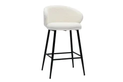 Cheap Miliboo Set de 2 taburetes de cocina de diseño tela efecto borreguillo y metal negro ROSALIE