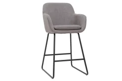 Clearance Miliboo Set de 2 taburetes de cocina de tejido efecto aterciopelado gris de 75 cm AMIKA