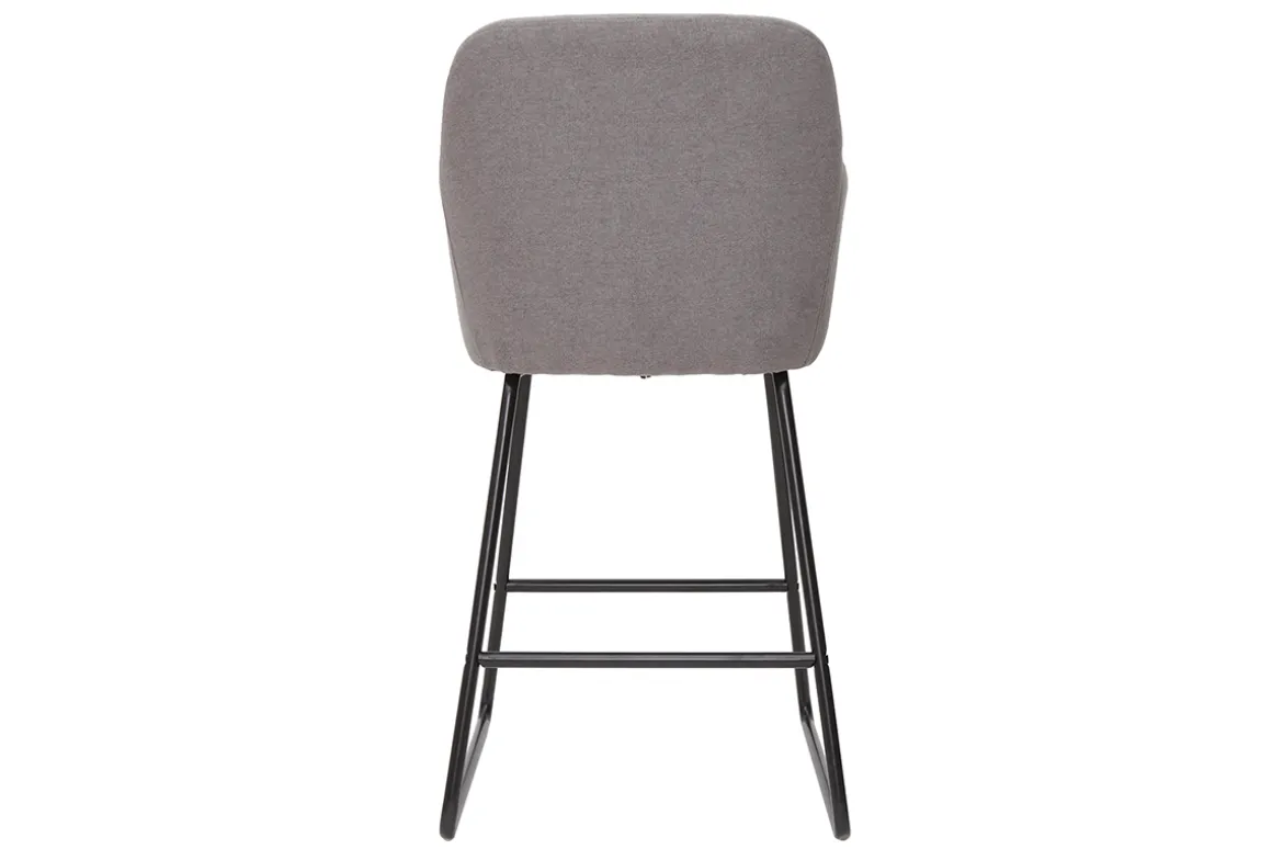 Clearance Miliboo Set de 2 taburetes de cocina de tejido efecto aterciopelado gris de 75 cm AMIKA