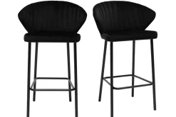 Discount Miliboo Set de 2 taburetes de cocina de diseño de terciopelo negro 68 cm DALLY