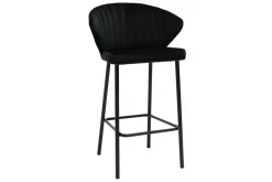 Discount Miliboo Set de 2 taburetes de cocina de diseño de terciopelo negro 68 cm DALLY