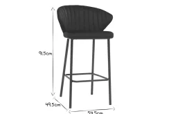 Discount Miliboo Set de 2 taburetes de cocina de diseño de terciopelo negro 68 cm DALLY