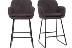 Sale Miliboo Set de 2 taburetes de cocina efecto aterciopelado gris oscuro 65 cm de altura AMIKA