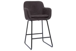 Sale Miliboo Set de 2 taburetes de cocina efecto aterciopelado gris oscuro 65 cm de altura AMIKA