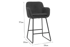 Sale Miliboo Set de 2 taburetes de cocina efecto aterciopelado gris oscuro 65 cm de altura AMIKA
