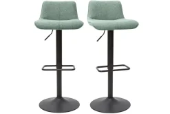 Cheap Miliboo Set de 2 taburetes de cocina regulables de tejido efecto aterciopelado texturizado verde celadón y metal negro BOOST