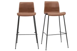 Clearance Miliboo Set de 2 taburetes de cocina fijos marrón envejecido y metal negro 75 cm HAROLD