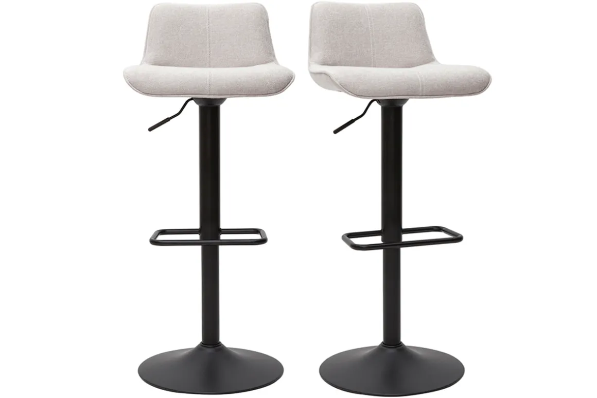 Cheap Miliboo Set de 2 taburetes de cocina regulables y giratorios 360º de tejido efecto aterciopelado beige y metal BOOST