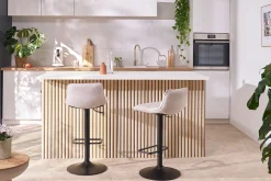 Cheap Miliboo Set de 2 taburetes de cocina regulables y giratorios 360º de tejido efecto aterciopelado beige y metal BOOST