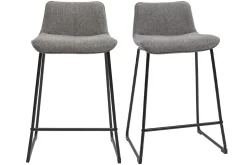 Sale Miliboo Set de 2 taburetes de cocina efecto aterciopelado texturizado gris y metal 65 cm BOOST