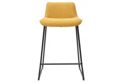 Flash Sale Miliboo Set de 2 taburetes de cocina efecto aterciopelado texturizado amarillo mostaza y metal 65 cm BOOST