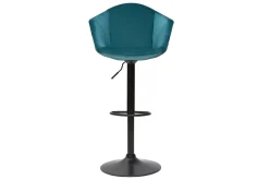 Hot Miliboo Set de 2 taburetes de cocina ajustables 360º de terciopelo azul petróleo y metal TAYA