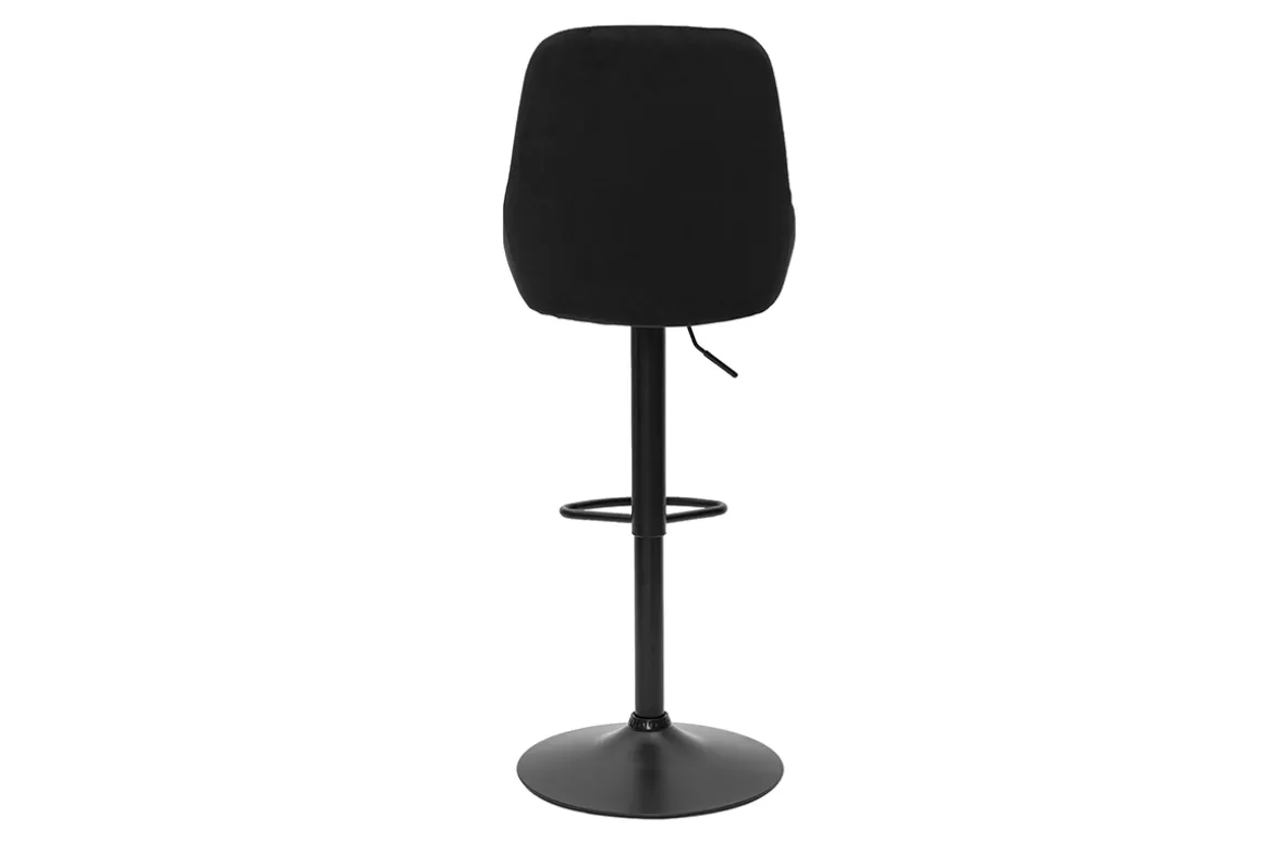 Clearance Miliboo Set de 2 taburetes de cocina de diseño ajustables 360º de terciopelo azul petróleo y metal negro HOLO