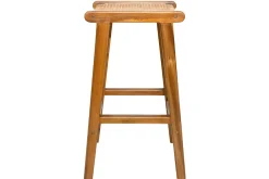 Discount Miliboo Set de 2 taburetes de cocina étnicos de madera maciza de teca y caña de ratán 65 cm GAWA