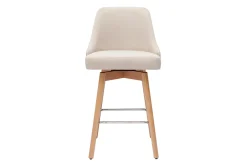 Discount Miliboo Set de 2 taburetes de cocina nórdicos de tela beige y madera maciza 65 cm HASTA