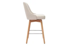 Discount Miliboo Set de 2 taburetes de cocina nórdicos de tela beige y madera maciza 65 cm HASTA