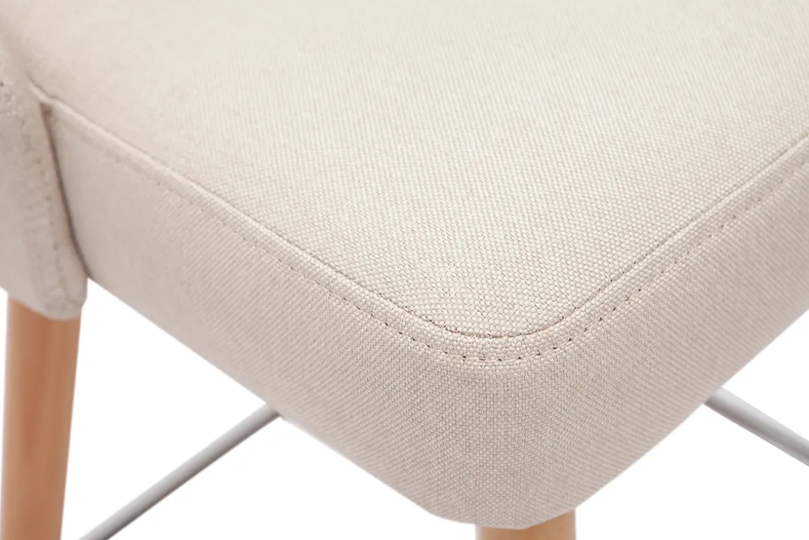 Discount Miliboo Set de 2 taburetes de cocina nórdicos de tela beige y madera maciza 65 cm HASTA