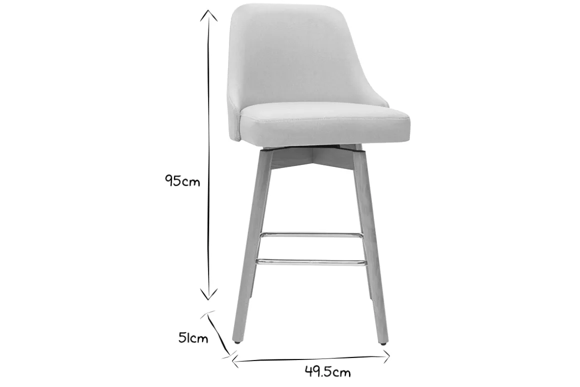 Discount Miliboo Set de 2 taburetes de cocina nórdicos de tela beige y madera maciza 65 cm HASTA