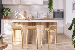 Best Sale Miliboo Set de 2 taburetes de cocina vintage de nogal 68 cm OBRA