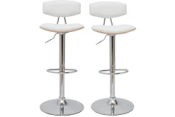 Outlet Miliboo Set de 2 taburetes de cocina de diseño regulable blanco y madera clara VASCO
