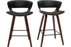 Store Miliboo Set de 2 taburetes de cocina de diseño negro con madera oscura 65 cm SYRAH