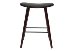 Cheap Miliboo Set de 2 taburetes de cocina de madera oscura de nogal y negro 65 cm MEADOW