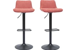 Online Miliboo Set de 2 taburetes de cocina regulables y giratorios 360º de tejido efecto aterciopelado terracota y metal negro BOOST
