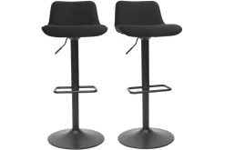 Store Miliboo Set de 2 taburetes de cocina ajustables 360º negros de terciopelo y metal BOOST