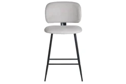 Shop Miliboo Set de 2 taburetes de cocina fijos efecto aterciopelado texturizado beige y metal negro 70 cm ATRIUM