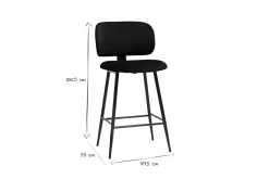 Hot Miliboo Set de 2 taburetes de cocina negros de terciopelo y metal 70 cm ATRIUM