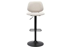 Outlet Miliboo Set de 2 taburetes de cocina regulables de diseño de tejido efecto aterciopelado beige y metal negro BARNET