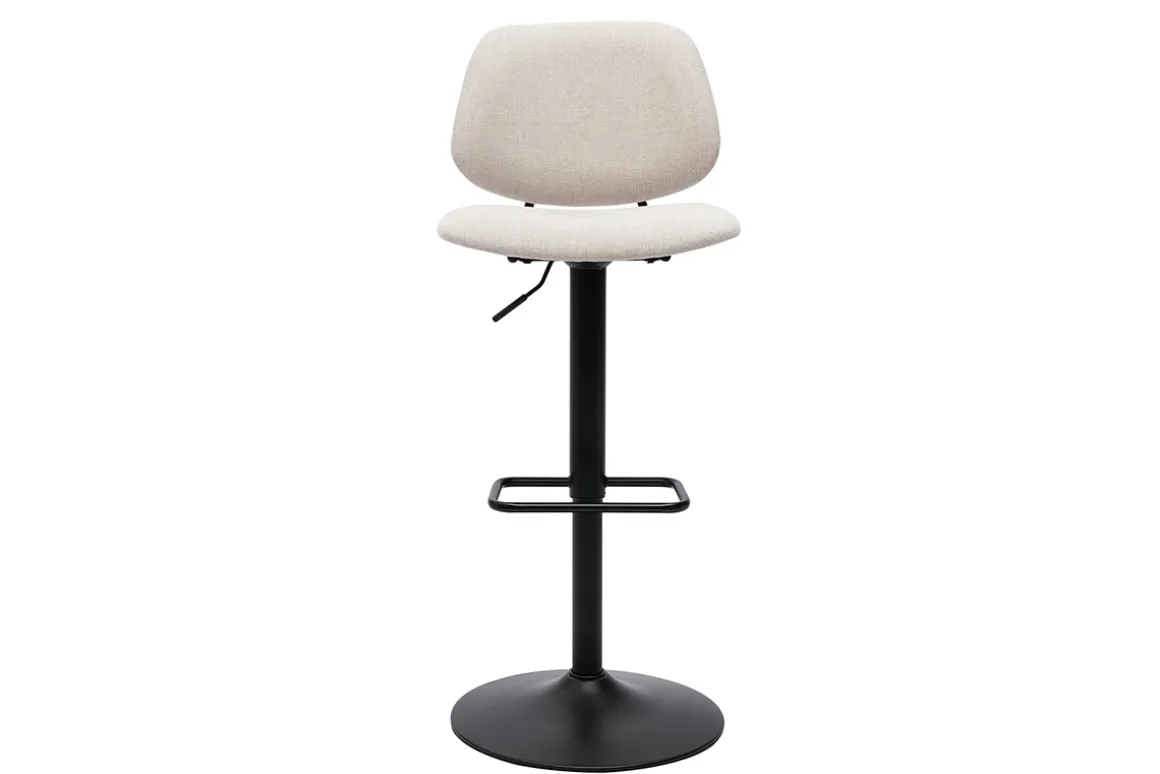 Outlet Miliboo Set de 2 taburetes de cocina regulables de diseño de tejido efecto aterciopelado beige y metal negro BARNET