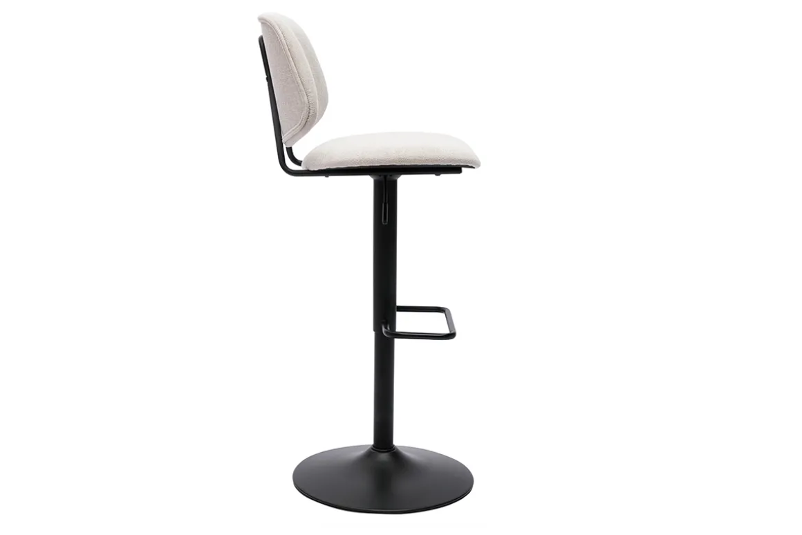 Outlet Miliboo Set de 2 taburetes de cocina regulables de diseño de tejido efecto aterciopelado beige y metal negro BARNET
