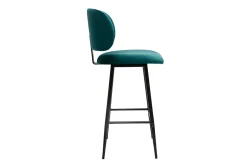 Cheap Miliboo Set de 2 taburetes de cocina de terciopelo azul petróleo y metal negro 70 cm de altura ATRIUM